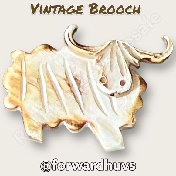 Vintage Handcrafted Wooden Ox Brooch - Picture 1 of 7